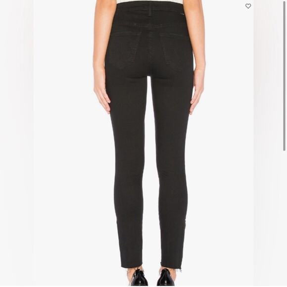 MOTHER The Stunner Double Zip Ankle Step Fray Black Denim Jeans Size 24 - Picture 3 of 12